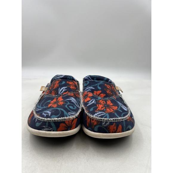 Spenco Shoes Womens Size 8 Blue Red Floral Canvas Slip On Comfort Loafers Casual - Picture 5 of 13